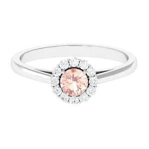 0.75 CT Morganite Engagement Ring with Diamond