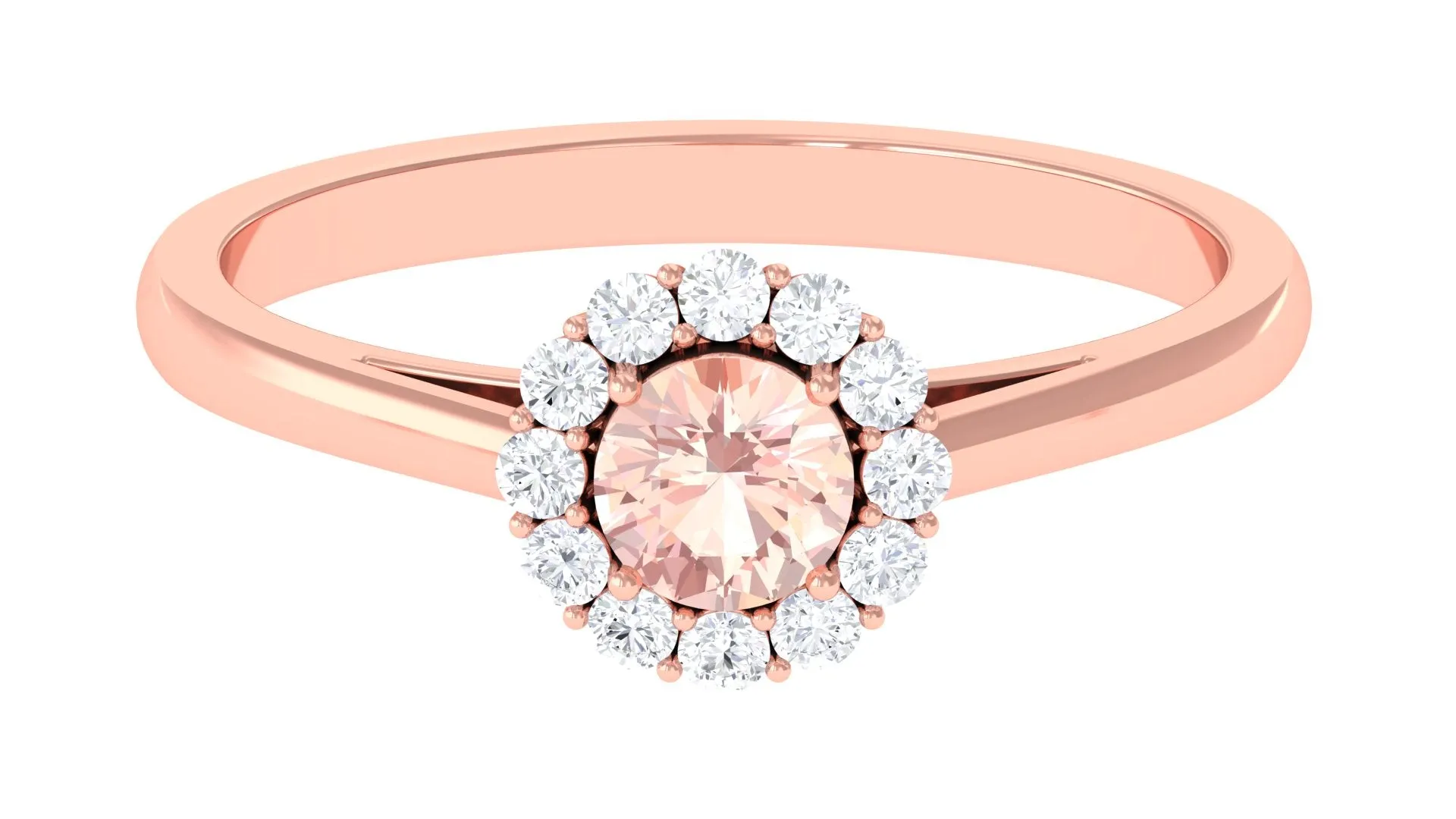 0.75 CT Morganite Engagement Ring with Diamond