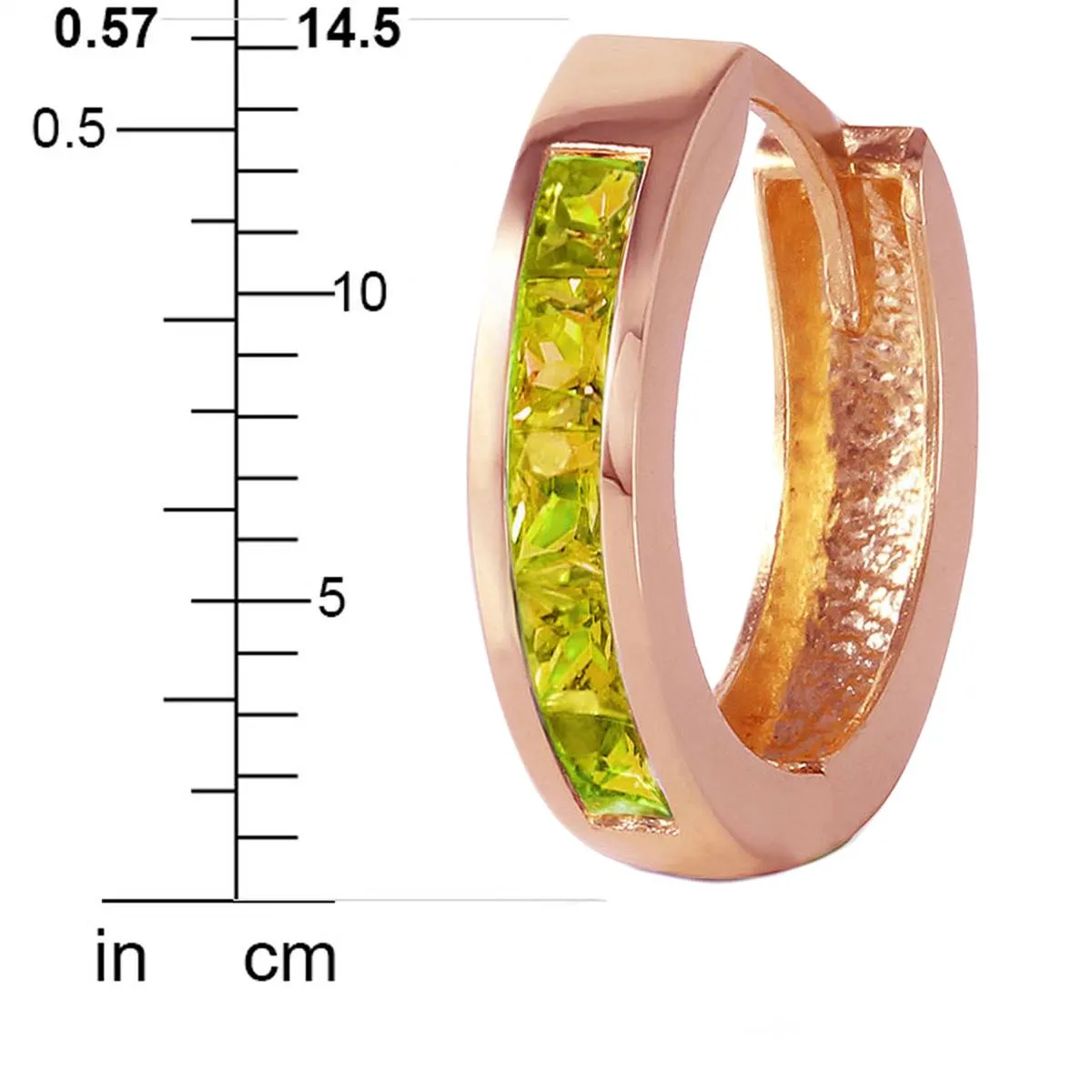 1 Carat 14K Solid Rose Gold Hoop Huggie Earrings Peridot