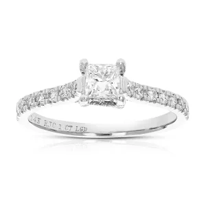 1 cttw Lab Grown Princess Diamond Engagement Rings 14K White Gold