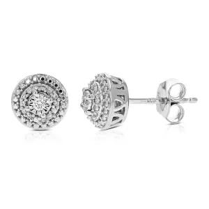 1/10 cttw Classic Diamond Stud Earrings .925 Sterling Silver