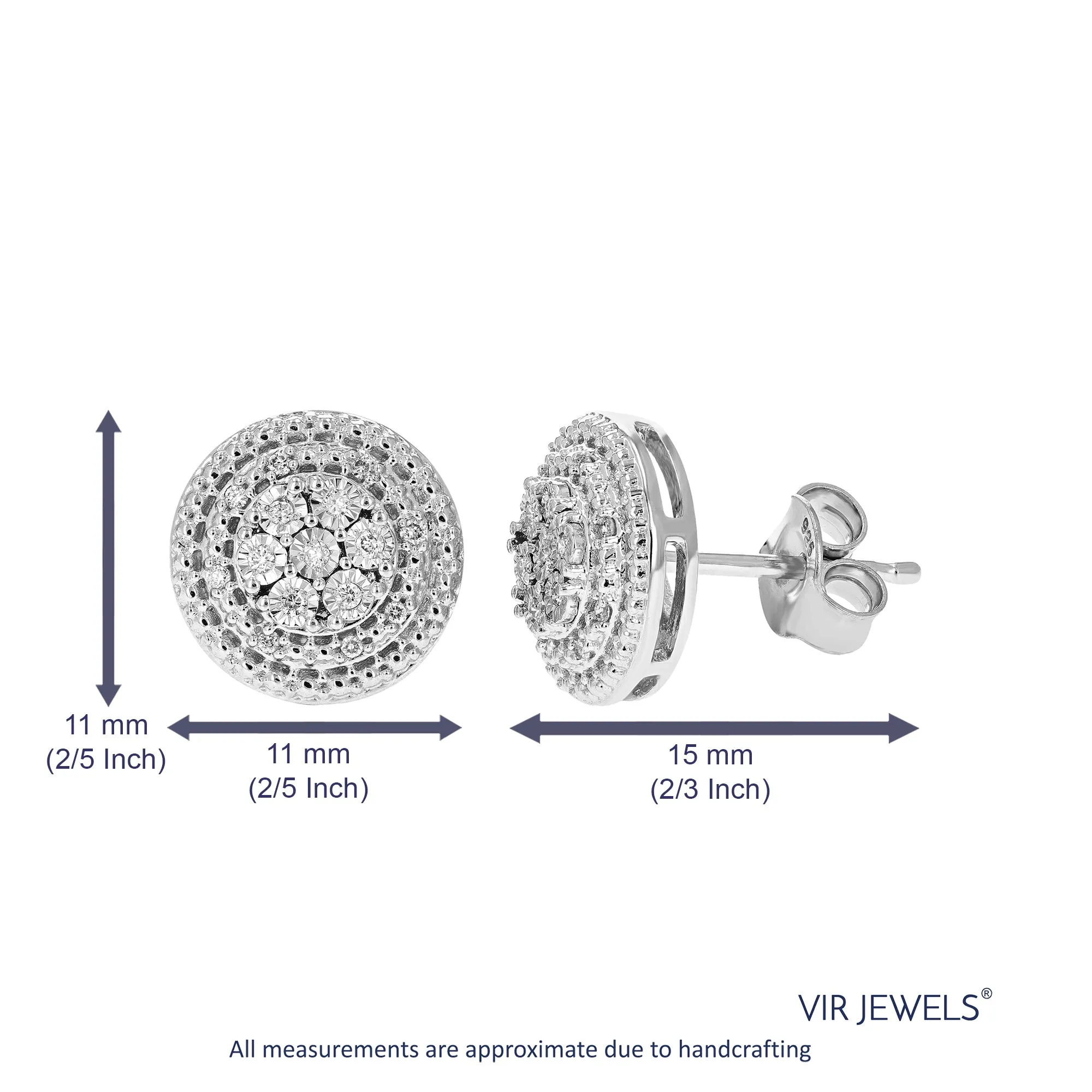 1/10 cttw Composite Diamond Stud Earrings in .925 Sterling Silver