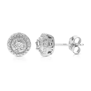 1/10 cttw Diamond Classic Composite Stud Earrings in Silver