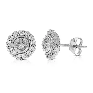 1/10 cttw Diamond Composite Stud Earrings in .925 Sterling Silver