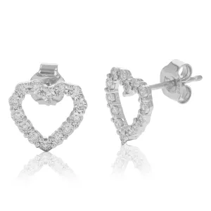 1/10 cttw Diamond Heart Outline Stud Earrings in Sterling Silver