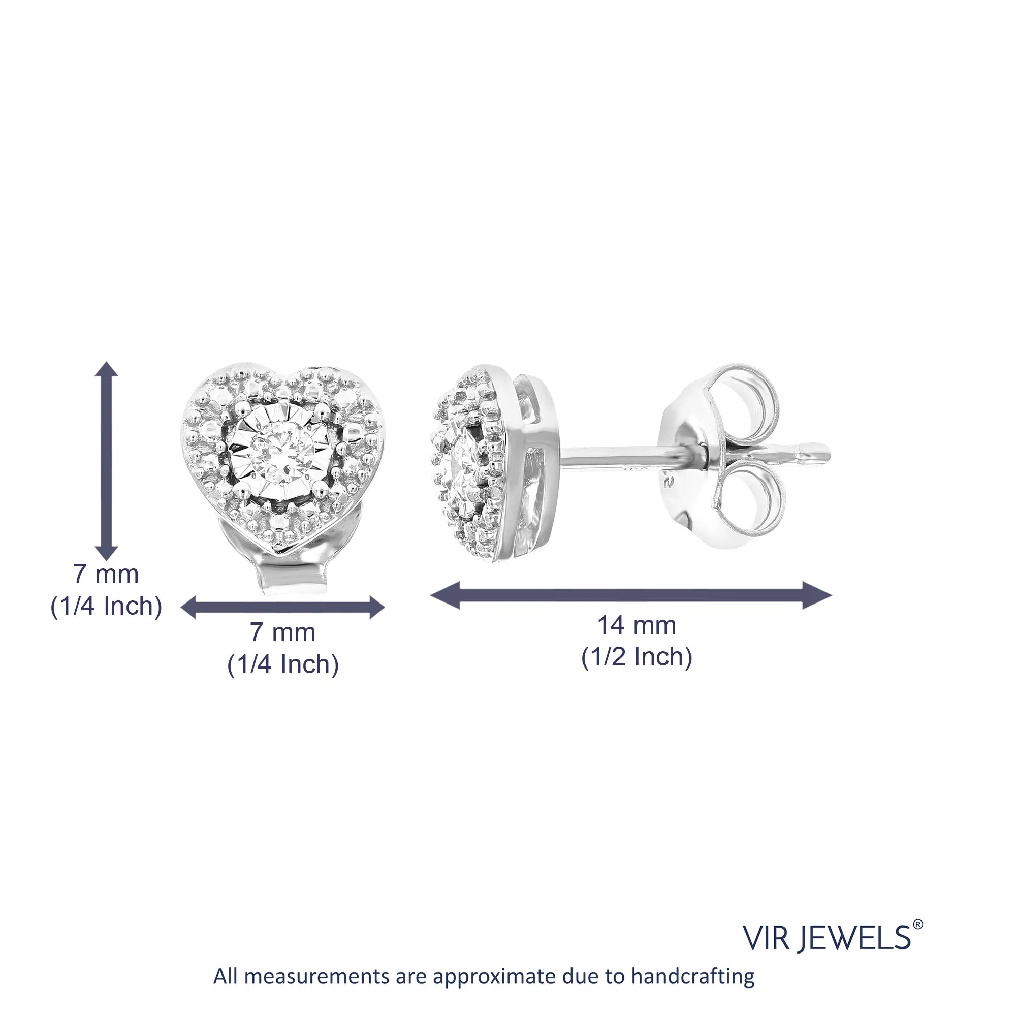 1/10 cttw Heart Composite Diamond Stud Earrings in Sterling Silver