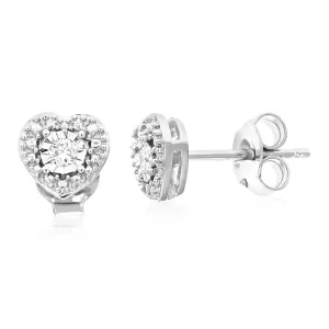 1/10 cttw Heart Composite Diamond Stud Earrings in Sterling Silver