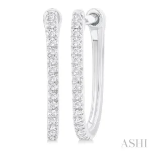 1/10 Ctw Round Cut Diamond Fashion Hoop Earring in 10K White Gold