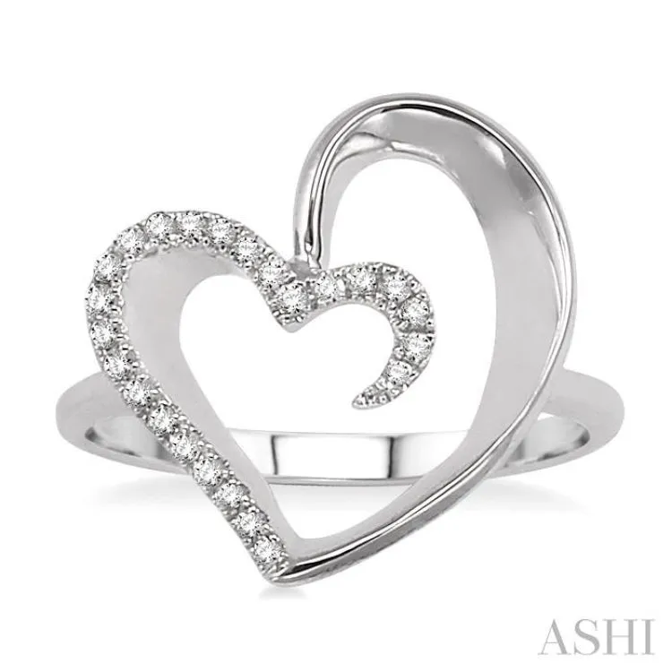 1/10 Ctw Round Cut Diamond Heart Shape Ring in Sterling Silver