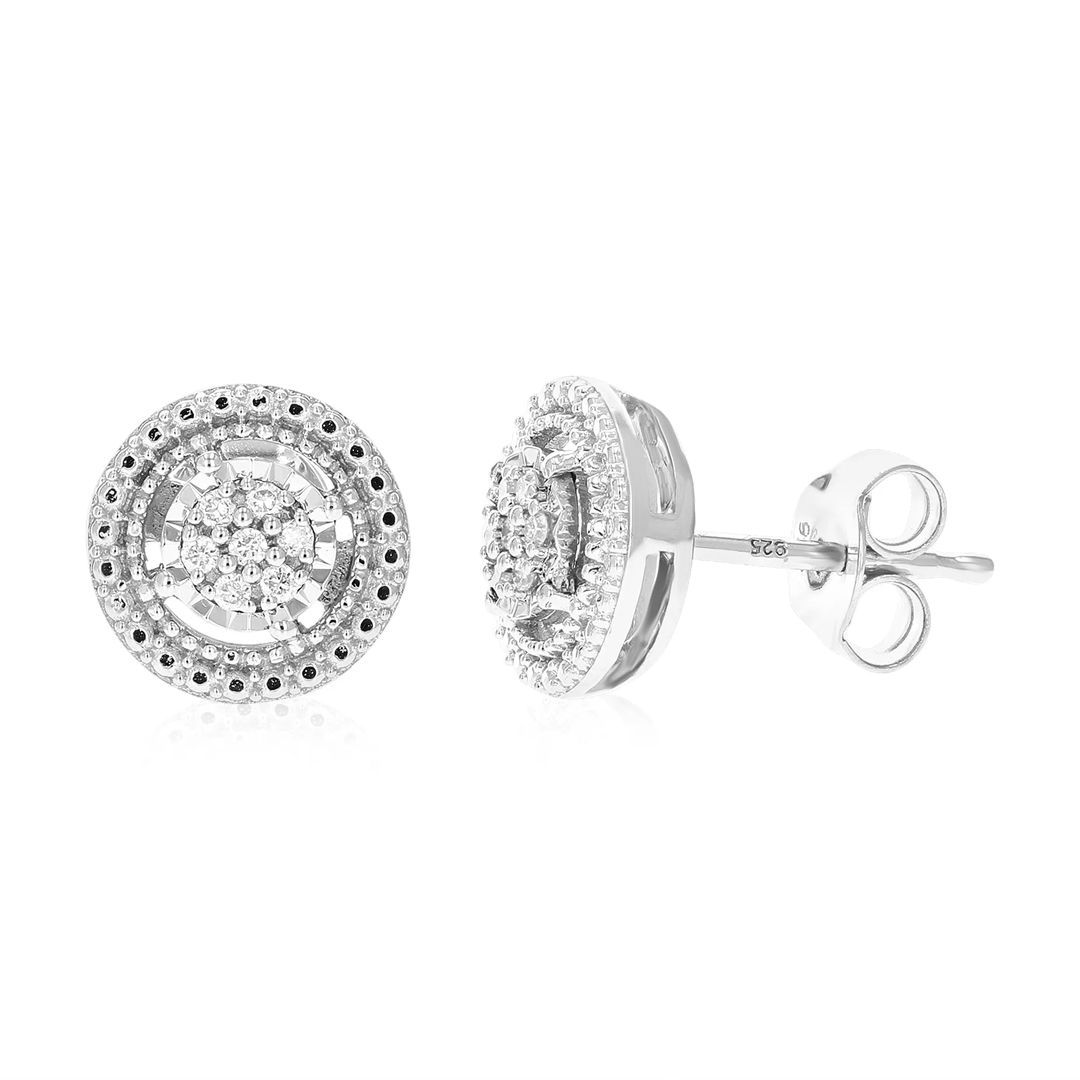 1/12 cttw Classic Diamond Stud Earrings in .925 Sterling Silver