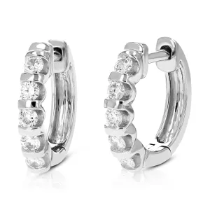 1/2 cttw Lab Grown Bezel Diamond Hoop Earrings in Sterling Silver