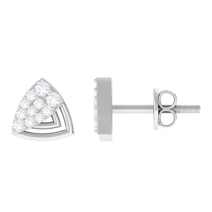 1/4 CT Round Diamond Gold Triangle Contemporary Stud Earrings