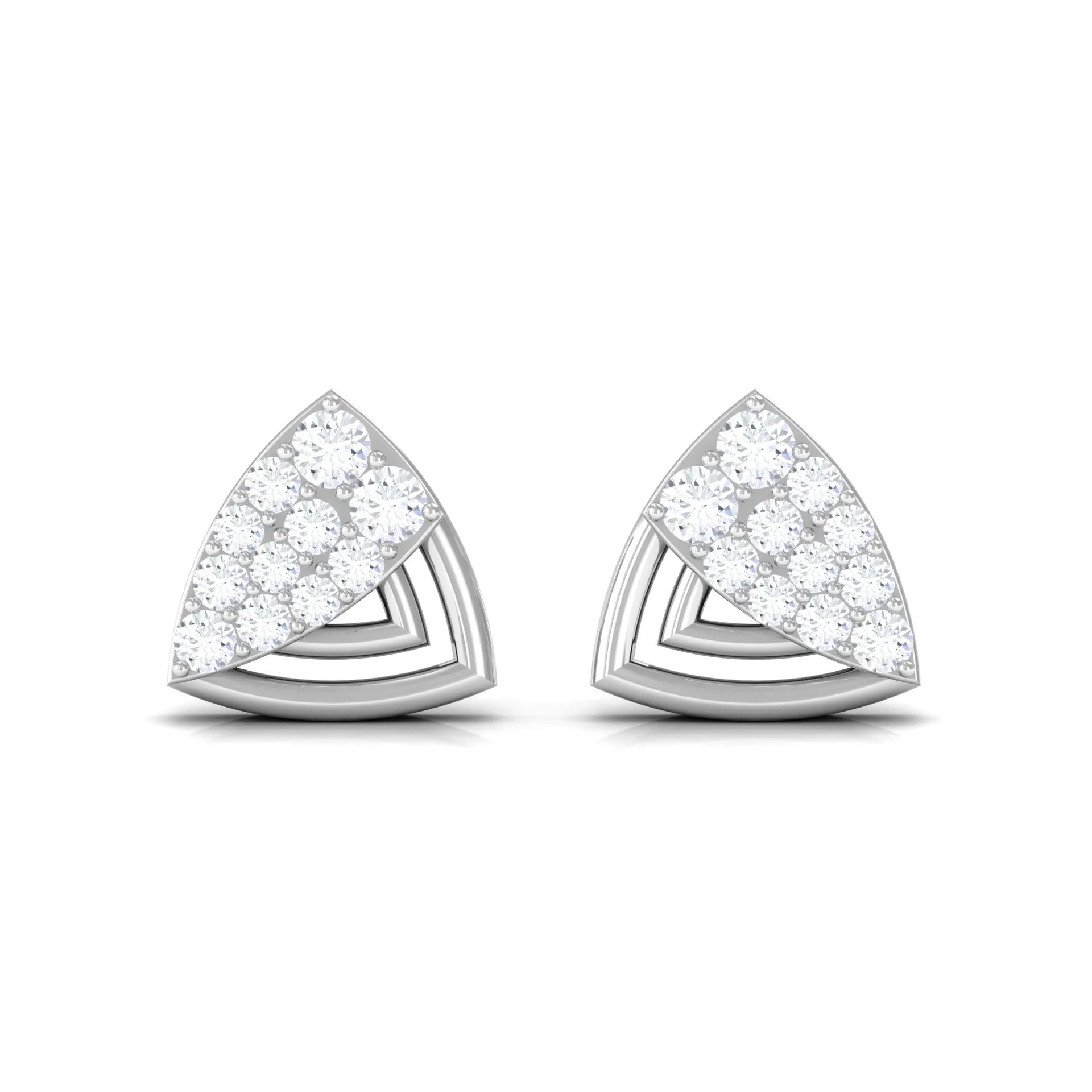 1/4 CT Round Diamond Gold Triangle Contemporary Stud Earrings