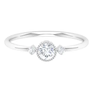 1/4 CT Solitaire Diamond Ring in Beaded Bezel Setting