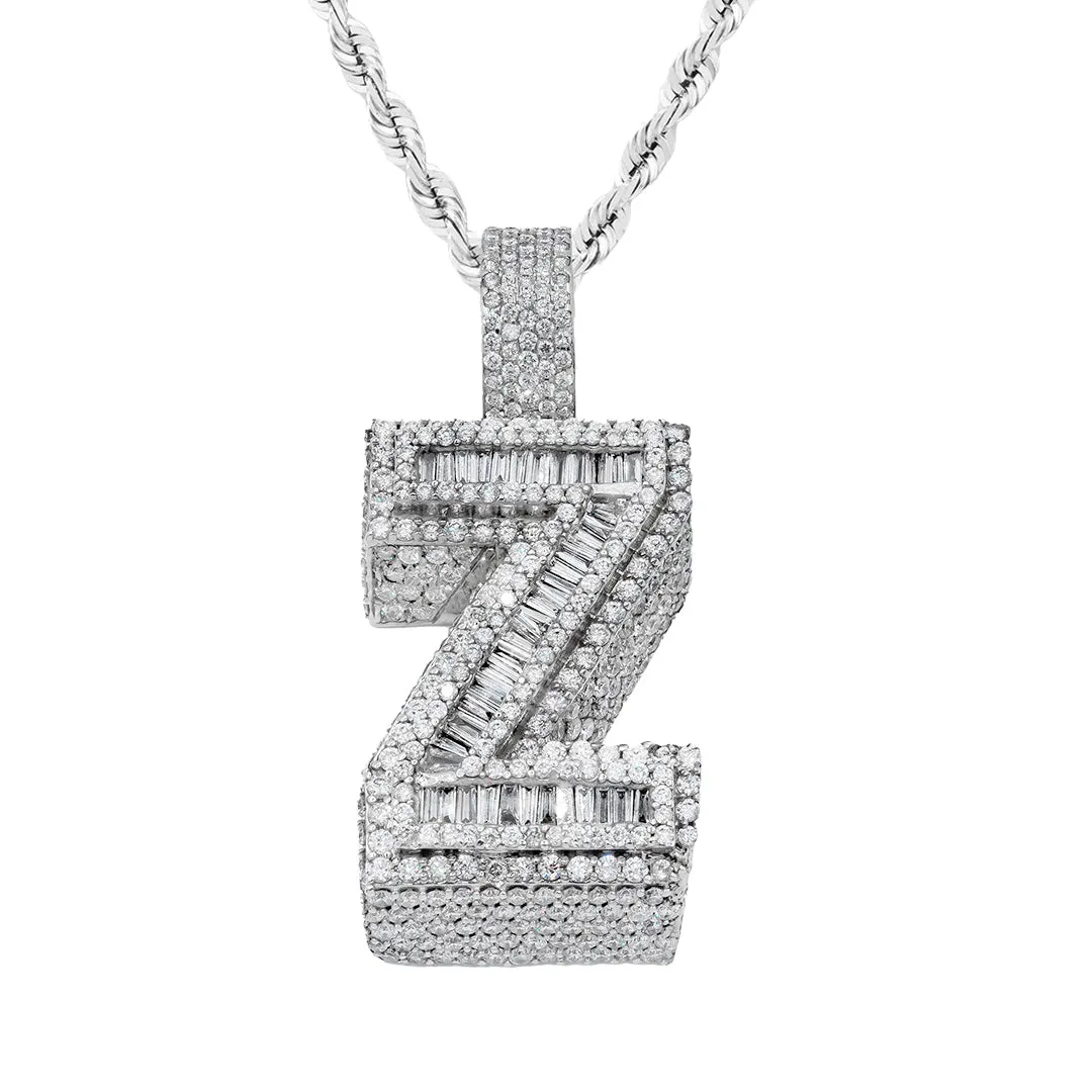 14k Baguette Initial Pendant Letter Z 7.50 ctw