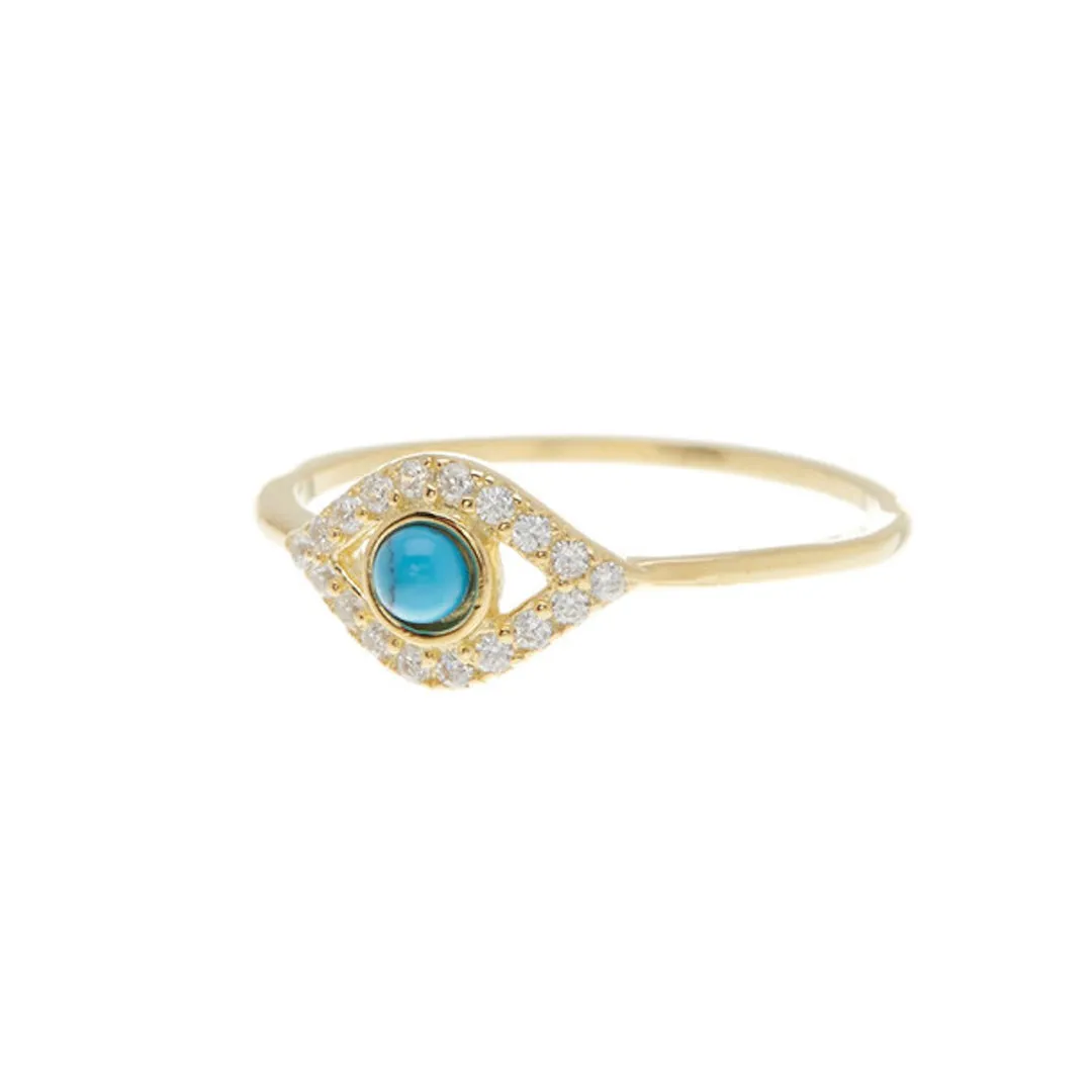 14k Gold Plated Evil Eye Ring