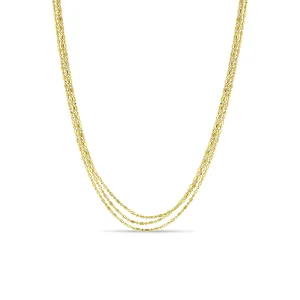 14k Gold Triple Strand Tube Bar Chain Necklace