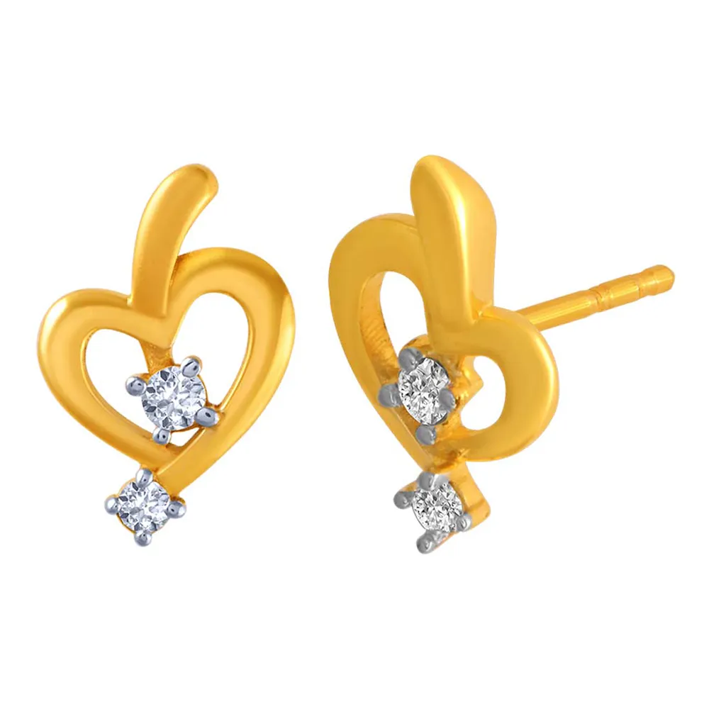 14k Heart Designed Gold  Earrings