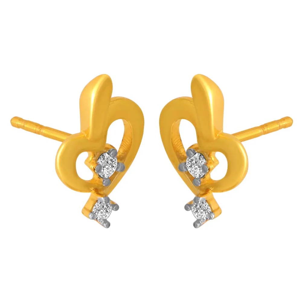 14k Heart Designed Gold  Earrings