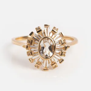 14k Radiant White Topaz Statement Ring