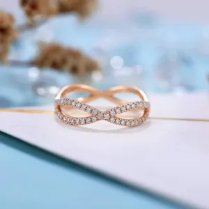 14k Rose Gold Diamond Split Shank Wedding Band