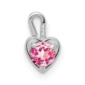 14k White Gold October Birthstone Heart Charm