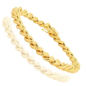 14K Yellow Gold Hollow Mens Cuban Bracelet 9 mm