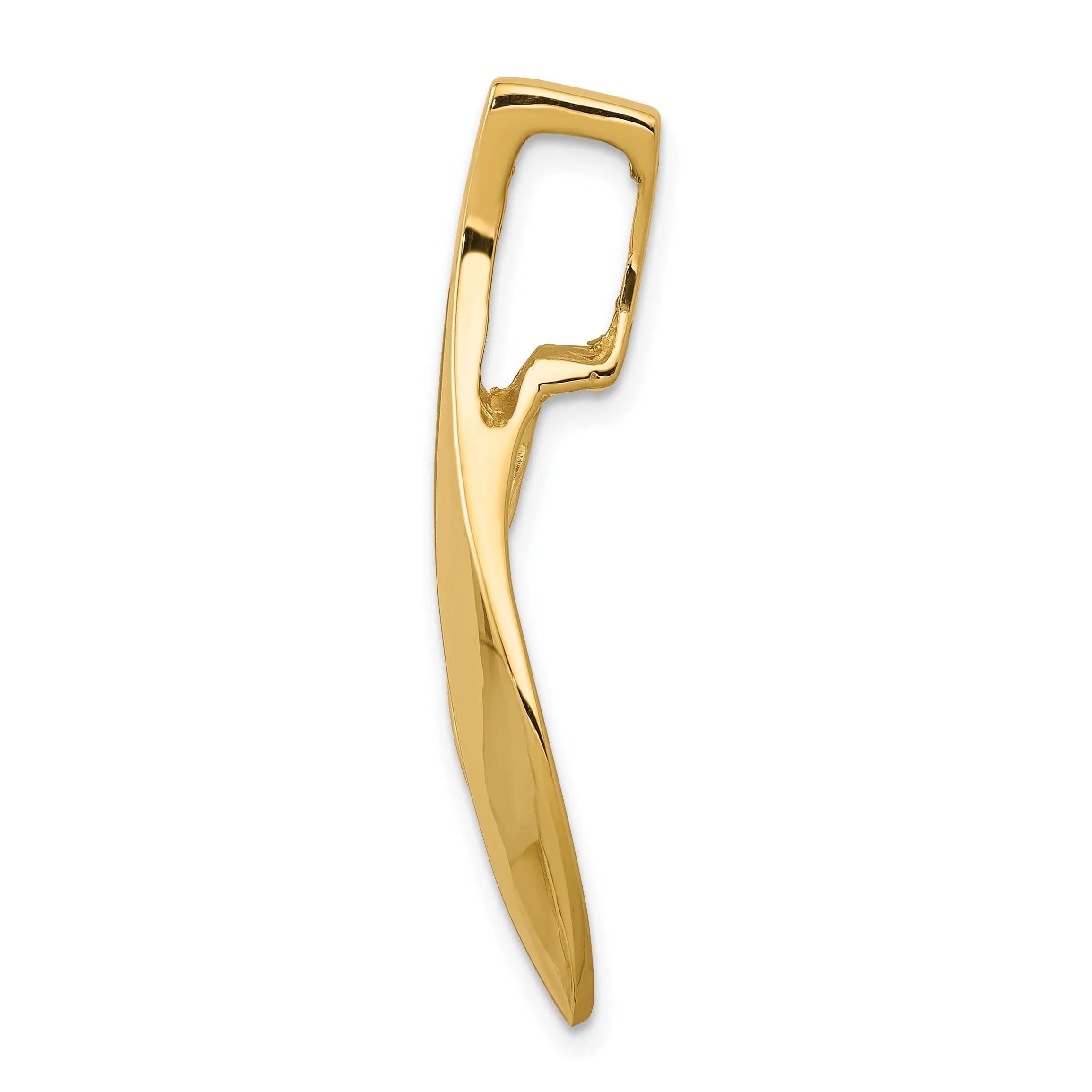 14k Yellow Gold Polished Finish Solid Fancy Design Omega Slide Pendant fits upto 6 mm Omega