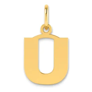 14k Yellow Gold  Small Size Letter U Initial Block Pendant