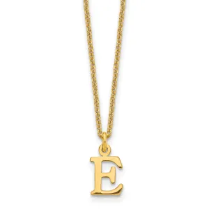 14k Yellow Gold Tiny Cut Out Block Letter F Initial Pendant and Necklace