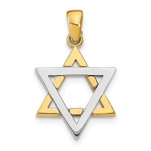 14K Yellow White Gold Polished Finish Star Of David Charm Pendant