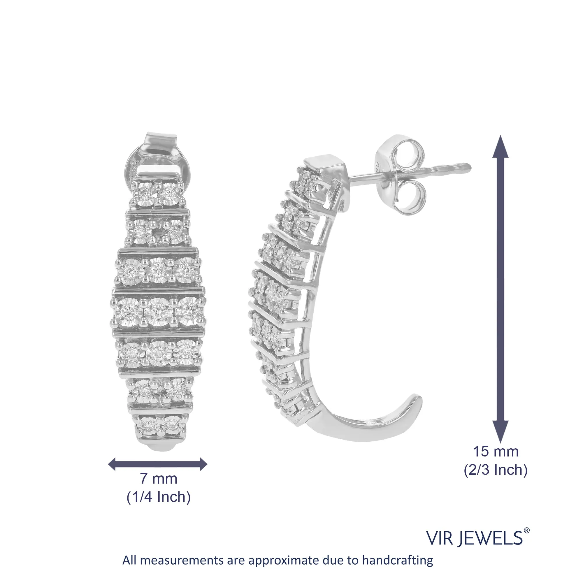 1/5 cttw Lab Grown Diamond Dangle Hoop Earrings Sterling Silver