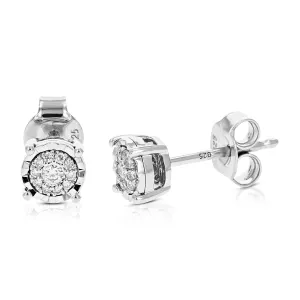 1/8 cttw Lab Grown Diamond Stud Earrings in .925 Sterling Silver