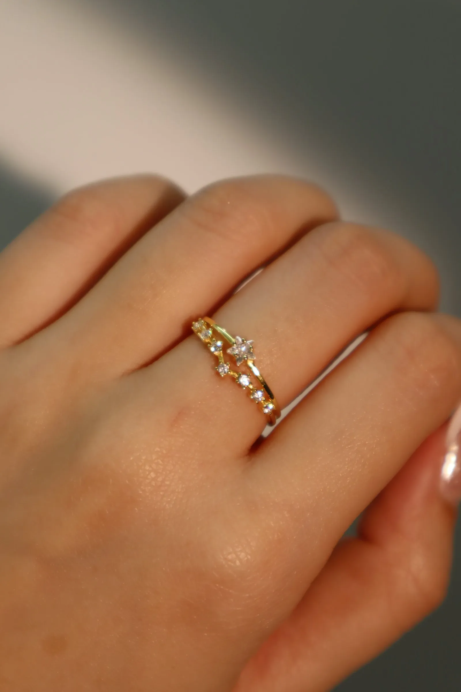 18K Gold Vermeil Diamond Star Ring