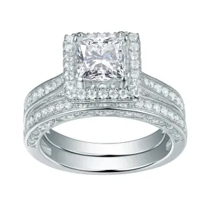 1ct Princess Cut Diamond Engagement Ring Set