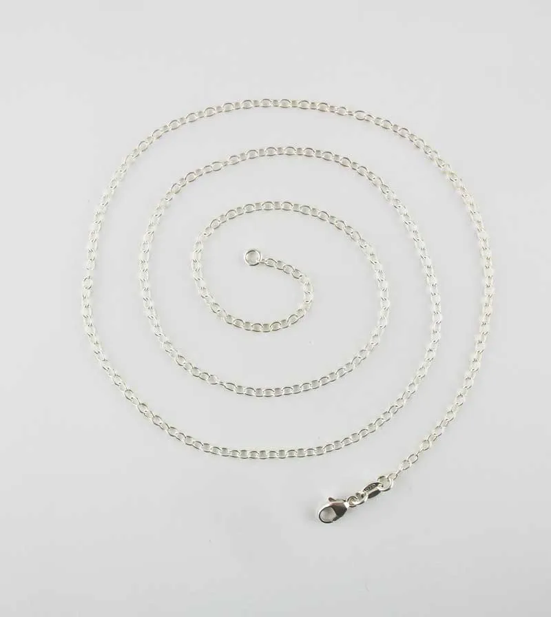 2.1 mm Simple Cable Chain, Unplated Sterling Silver