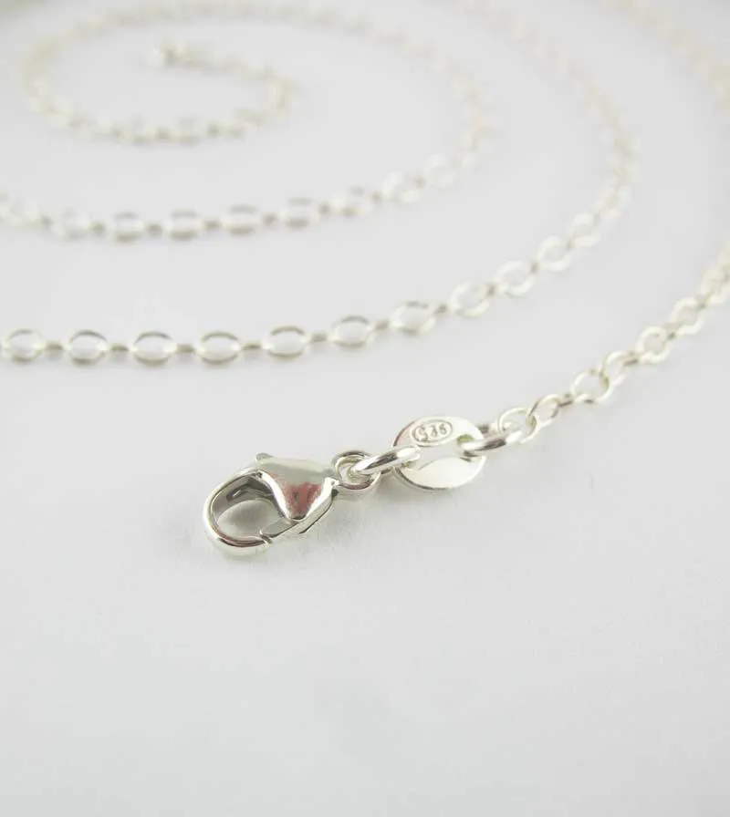 2.1 mm Simple Cable Chain, Unplated Sterling Silver