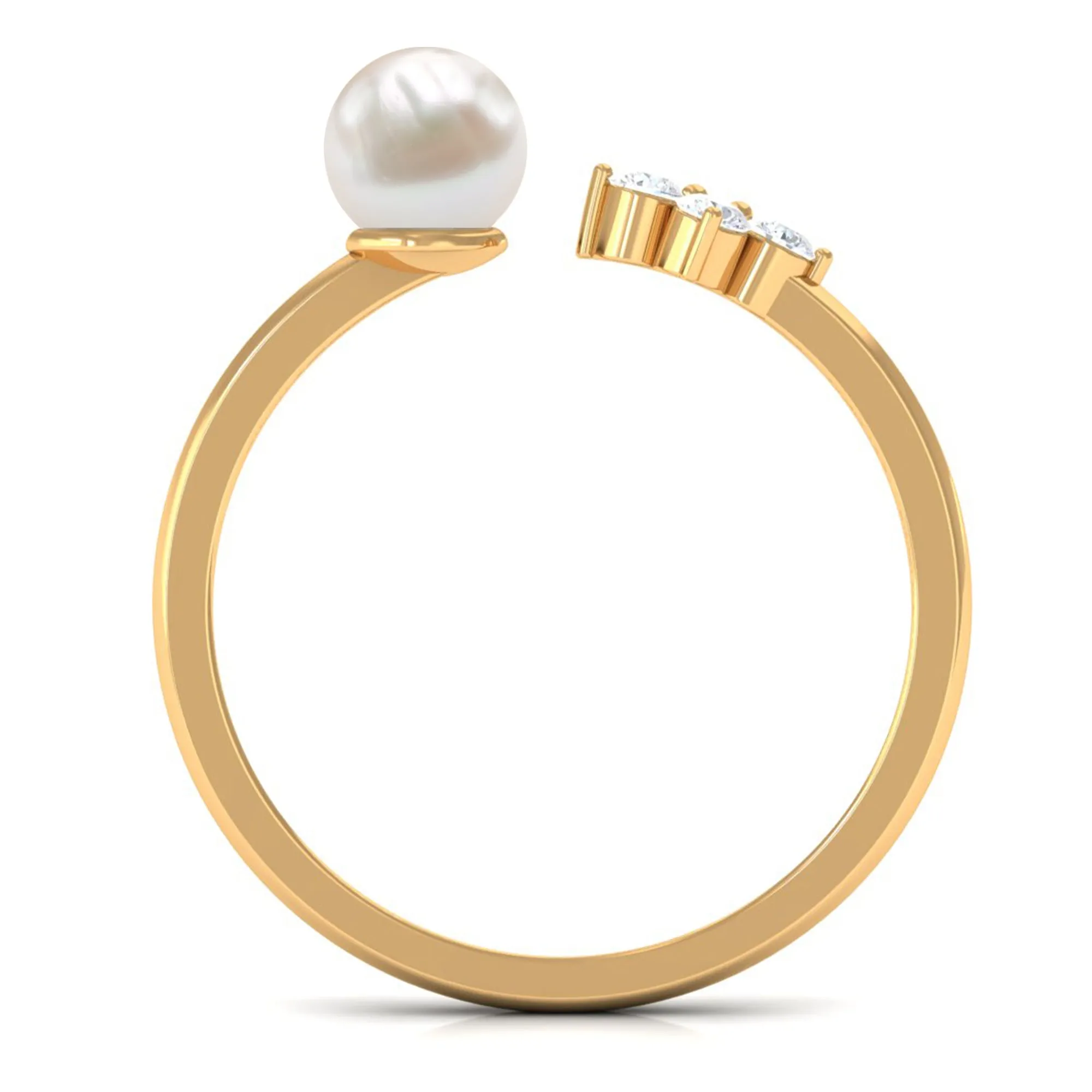 2.25 CT Freshwater Pearl and Diamond Minimal Cuff Ring