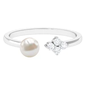 2.25 CT Freshwater Pearl and Diamond Minimal Cuff Ring