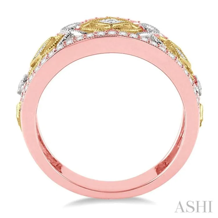 5/8 Ctw Diamond Fashion Ring in 14K Tri Color Gold