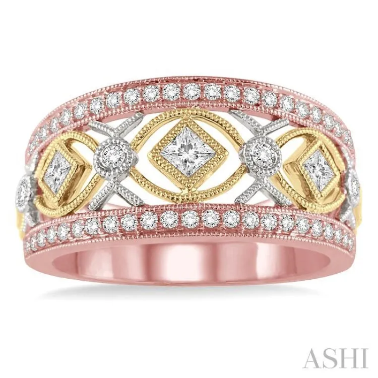 5/8 Ctw Diamond Fashion Ring in 14K Tri Color Gold