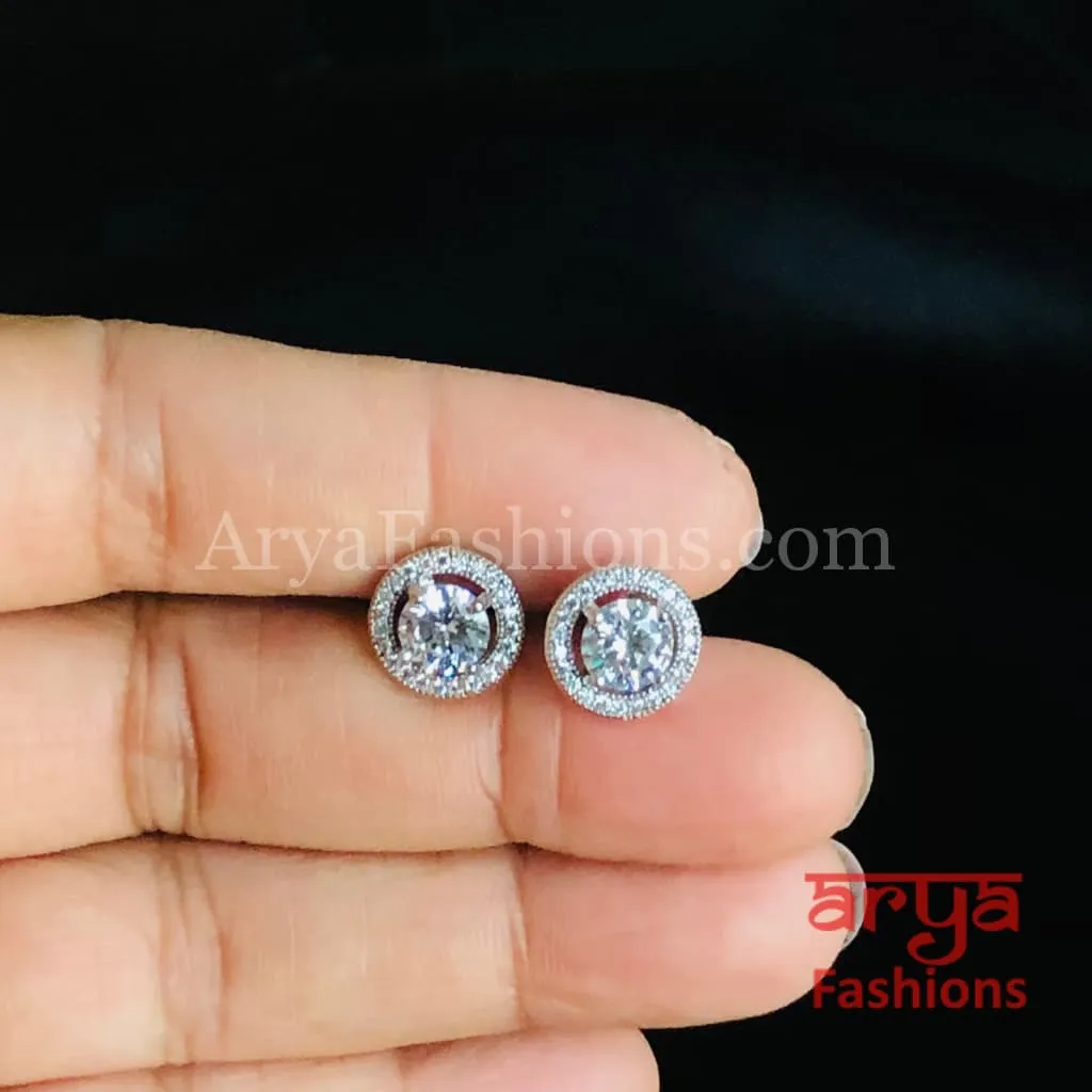 925 Silver Designer CZ Studs/ Round and Heard Shaped CZ Studs