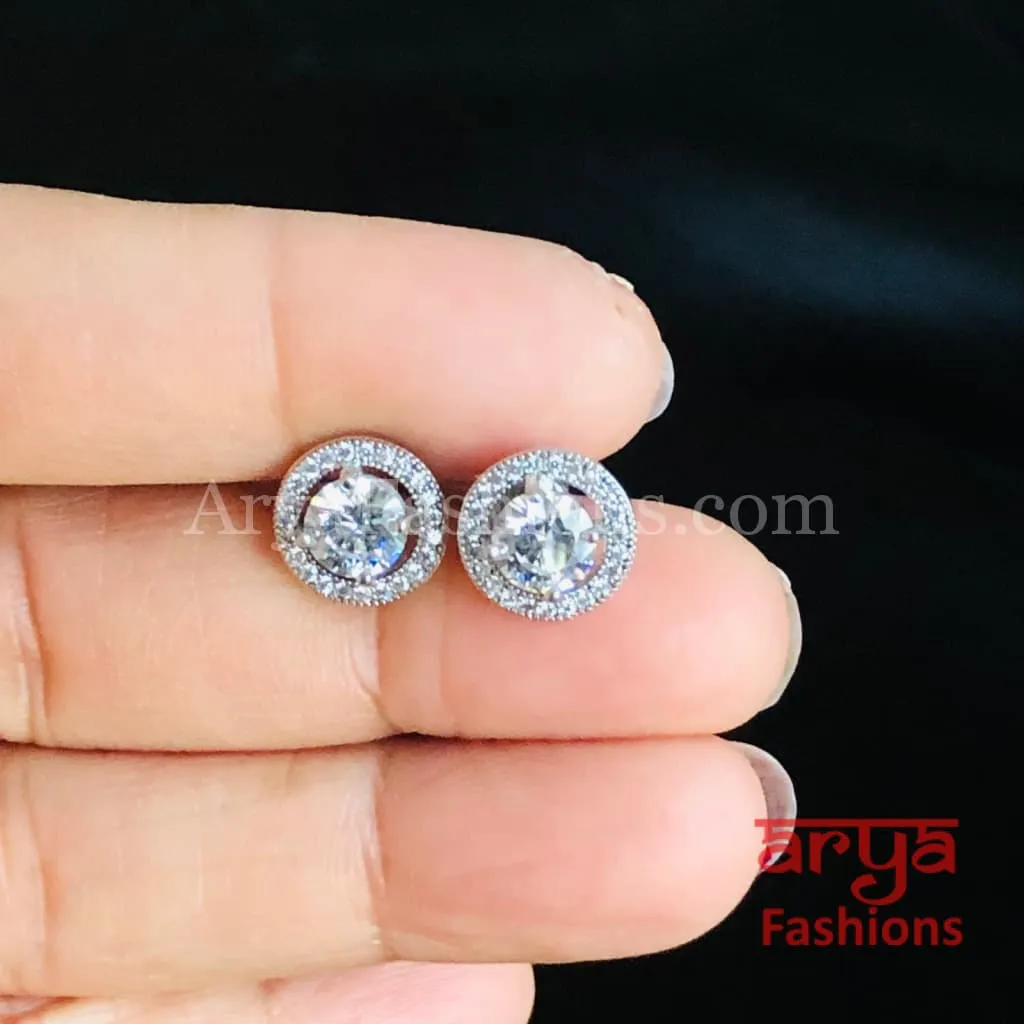 925 Silver Designer CZ Studs/ Round and Heard Shaped CZ Studs