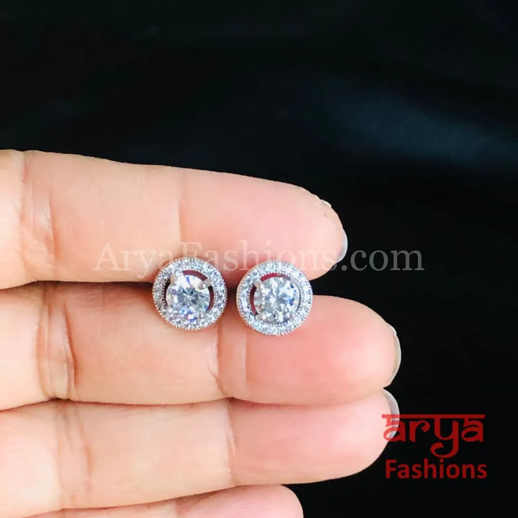 925 Silver Designer CZ Studs/ Round and Heard Shaped CZ Studs