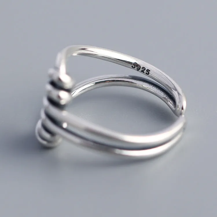 925 Sterling Silver Chic Women Circle Silver Distressing Rings