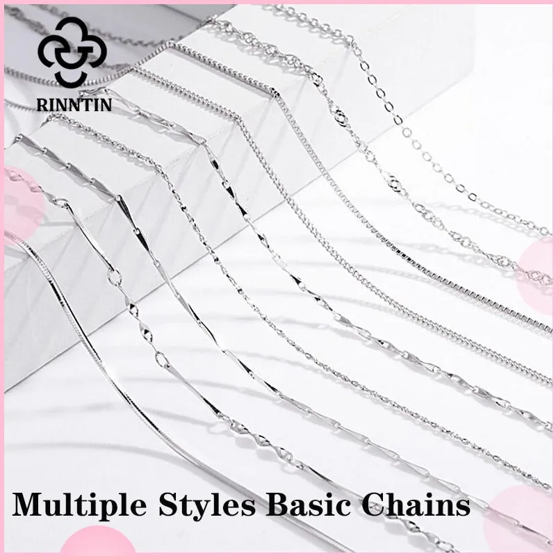 925 Sterling Silver Italian Handmade 1.2mm Chopin Chain Necklace for Women Fashion Simple Basic Neck Chain Jewelry SC53