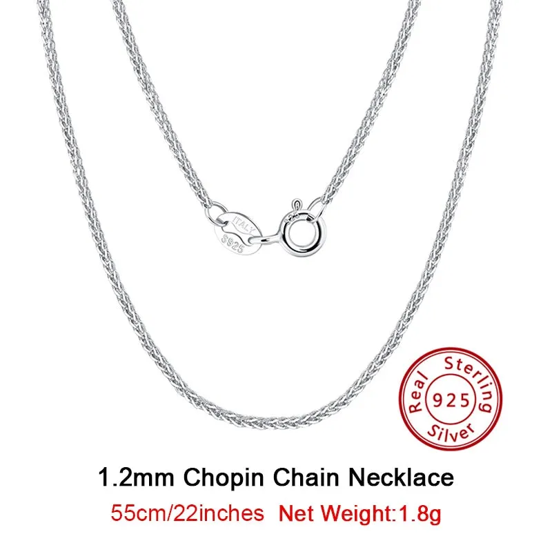 925 Sterling Silver Italian Handmade 1.2mm Chopin Chain Necklace for Women Fashion Simple Basic Neck Chain Jewelry SC53