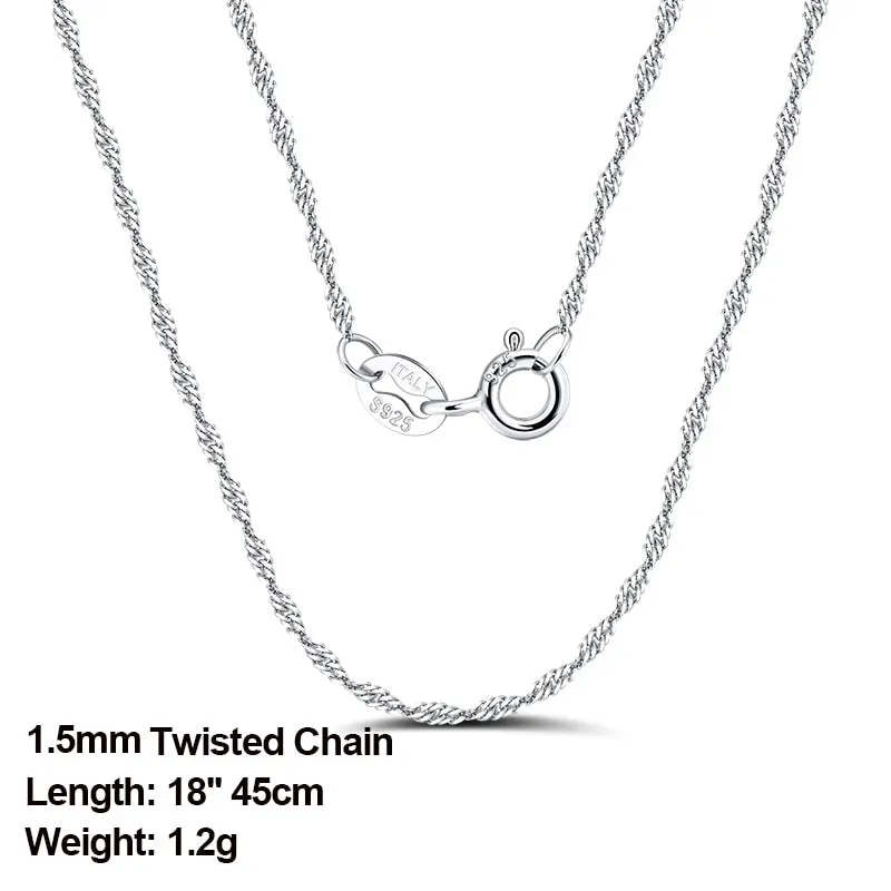 925 Sterling Silver Italian Handmade 1.2mm Chopin Chain Necklace for Women Fashion Simple Basic Neck Chain Jewelry SC53