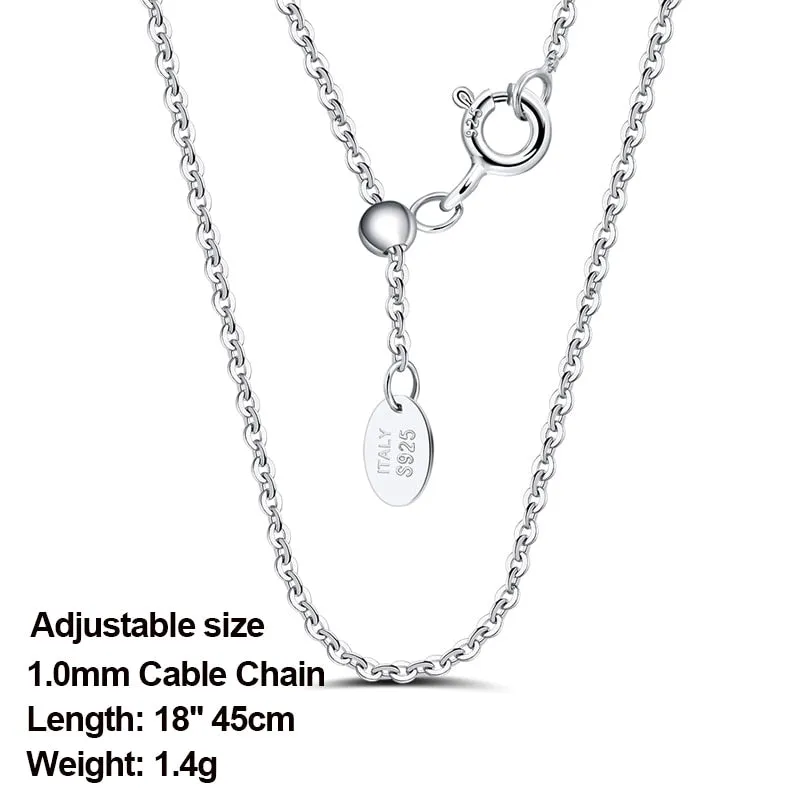 925 Sterling Silver Italian Handmade 1.2mm Chopin Chain Necklace for Women Fashion Simple Basic Neck Chain Jewelry SC53