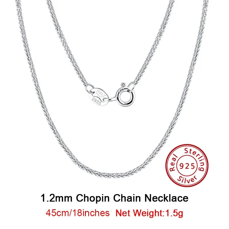 925 Sterling Silver Italian Handmade 1.2mm Chopin Chain Necklace for Women Fashion Simple Basic Neck Chain Jewelry SC53